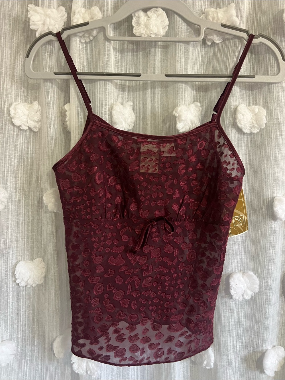 Gillian & O’Malley Burgundy Sheer Leopard Print Cami & shorts - Picture 2 of 5